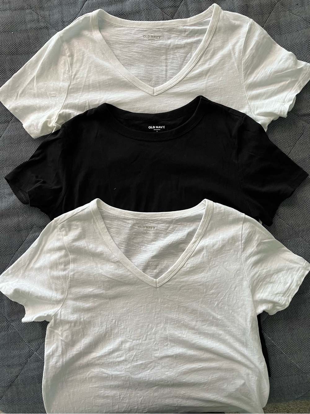 Old Everywear White & Black Tee Trio - V-Neck and Crew